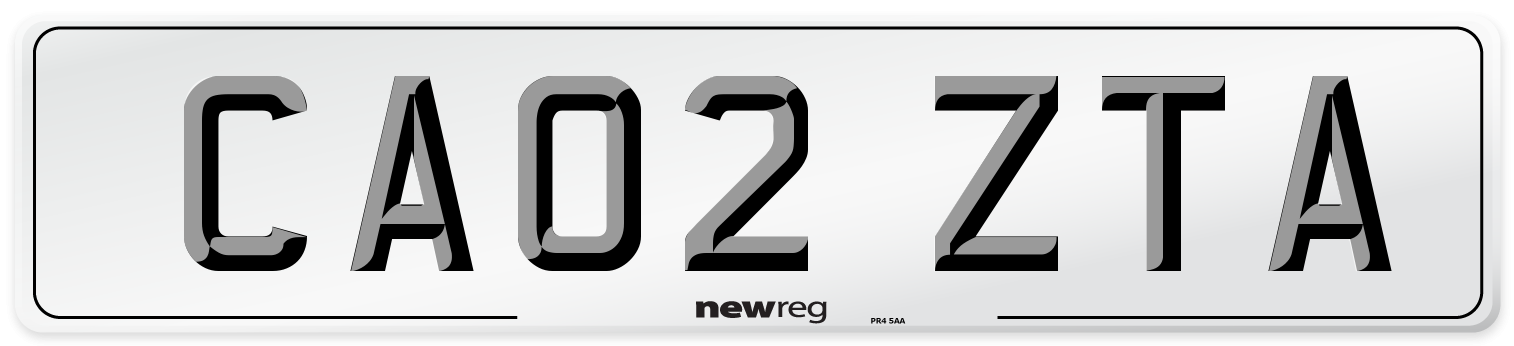 CA02 ZTA Number Plate from New Reg